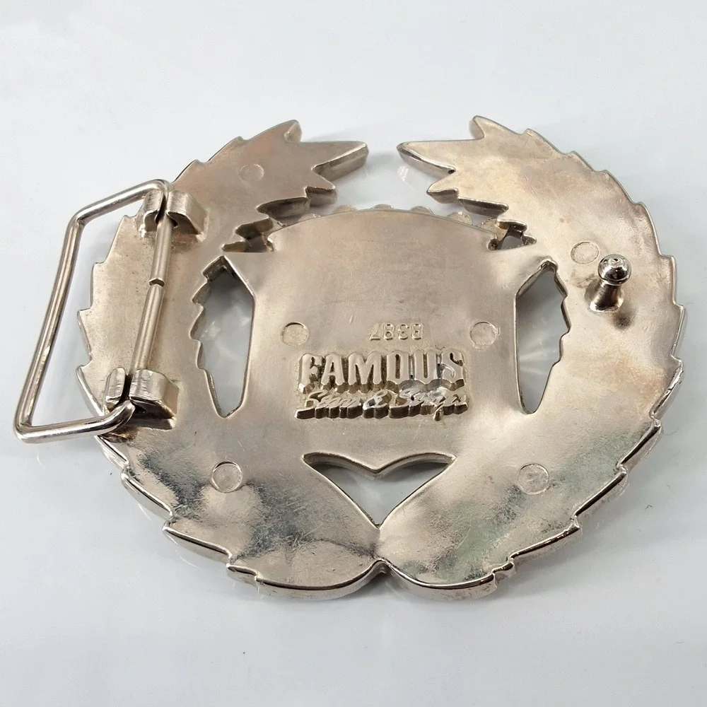 Vintage Famous Stars & Straps Cadillac American Flag Wreath Belt Buckle 8387
